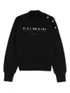 Balmain Logo-embossed Cotton Swaetshirt In Black