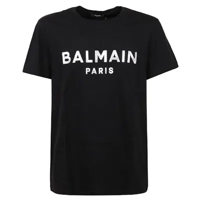 Balmain Logo Embossed Cotton T Shirt In Black