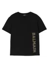 Balmain Logo-embossed Cotton T-shirt In Schwarz