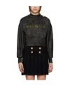 Balmain Logo-embossed Cropped Sweatshirt In Black