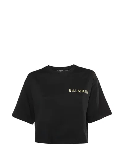 Pre-owned Balmain Logo Embossed T-shirt In Black