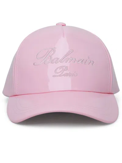 Balmain Logo Embroidered Baseball Cap In Pink