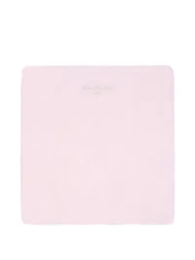 Balmain Logo-embroidered Blanket In Pink