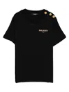 Balmain Logo-embroidered Button-detailed T-shirt In Black