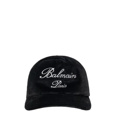 Balmain Logo-embroidered Cap In Black