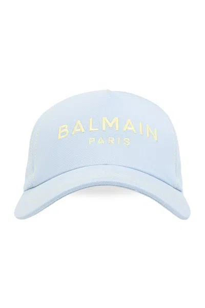 Balmain Logo Embroidered Cap In Blue