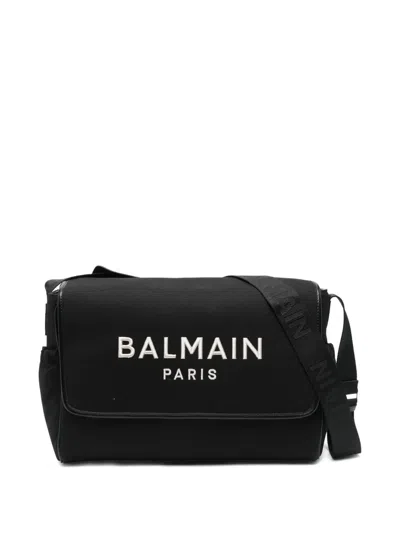 Balmain Logo-embroidered Changing Bag In Black