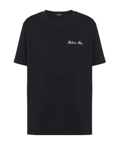 BALMAIN BALMAIN LOGO EMBROIDERED CREWNECK T-SHIRT