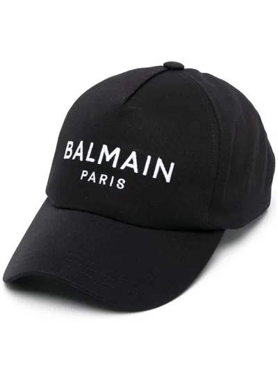 Balmain Logo-embroidered Cotton Baseball Cap In Black