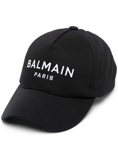 Balmain Logo Embroidered Baseball Cap In Black