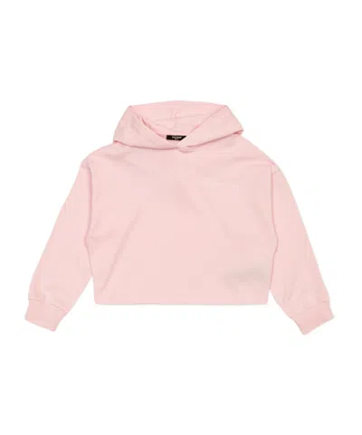Balmain Kids' Logo-embroidered Cotton Hoodie In Nude