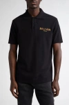 Balmain 'polo Shirt Timeless Short Sleeves' In Eah Black/multico