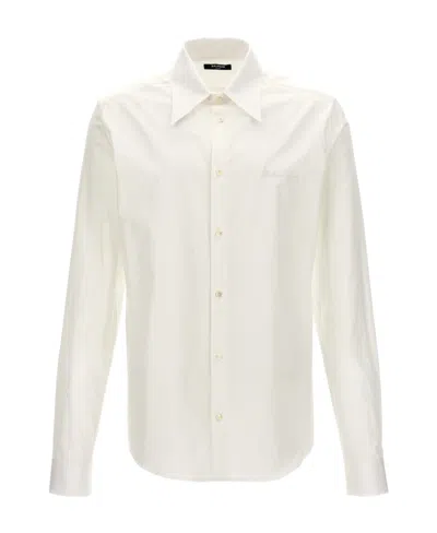 Balmain Logo-embroidered Cotton Shirt In White