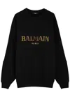 Balmain Logo-embroidered Cotton Sweatshirt In Black