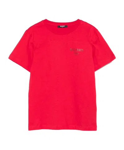 BALMAIN LOGO-EMBROIDERED COTTON T-SHIRT