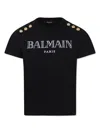 Balmain Black T-shirt For Kids With Logo In Black