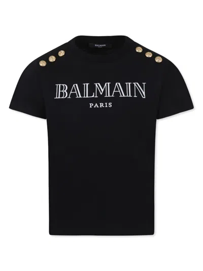 BALMAIN LOGO-EMBROIDERED COTTON T-SHIRT