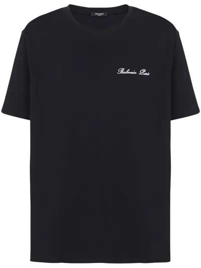 BALMAIN LOGO-EMBROIDERED COTTON T-SHIRT