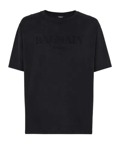 BALMAIN BALMAIN LOGO EMBROIDERED CREWNECK T-SHIRT