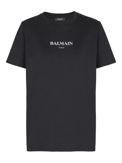 Balmain Logo-embroidered Cotton T-shirt In Blue