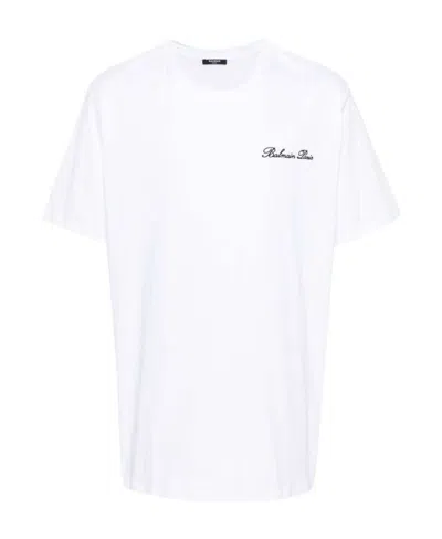 BALMAIN BALMAIN LOGO EMBROIDERED CREWNECK T-SHIRT