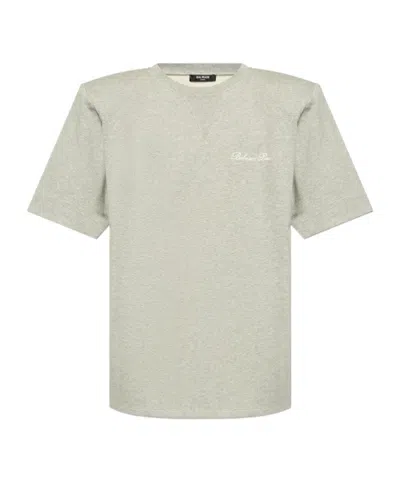 Balmain Logo-embroidered Cotton T-shirt In White
