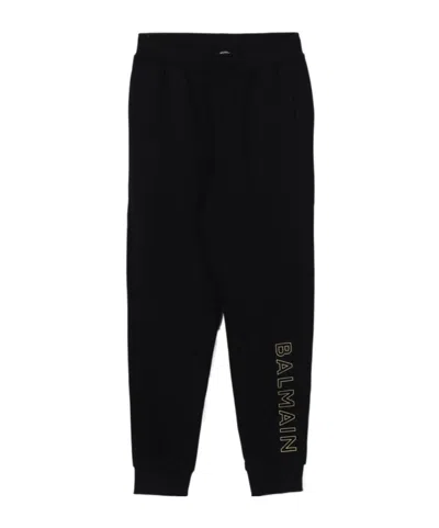 Balmain Logo-embroidered Cotton Track Pants In Black