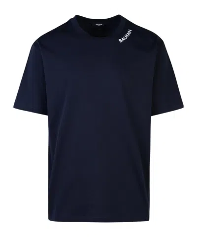 BALMAIN BALMAIN LOGO EMBROIDERED CREWNECK T-SHIRT