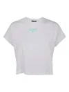 Balmain Paris Logo Cropped Crew Neck T Shirt In White