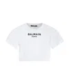 Balmain Logo-embroidered Cropped T-shirt In White