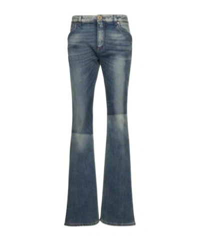 Balmain Logo Embroidered Denim Trousers