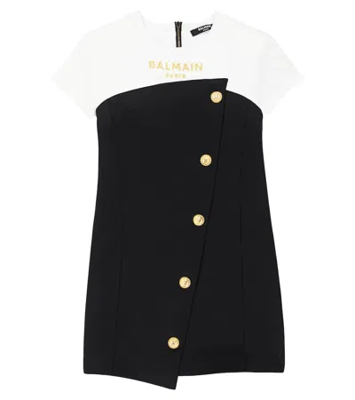 BALMAIN LOGO EMBROIDERED DRESS