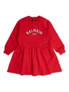 Balmain Logo-embroidered Flared Dress In Purple