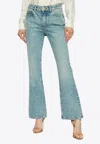 Balmain Logo Embroidered Flared Jeans In Blue