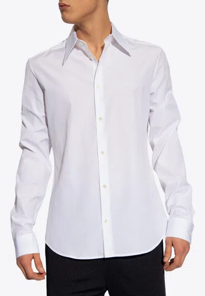 Balmain Logo-embroidered Poplin Shirt In White