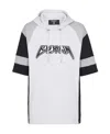 Balmain Logo-embroidered Short-sleeve Hoodie In White