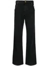Balmain Embroidered Logo Straight-leg Jeans In Black