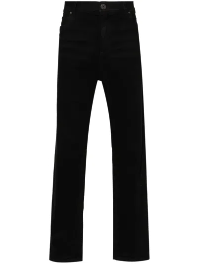Balmain Logo-embroidered Straight-leg Jeans In Black