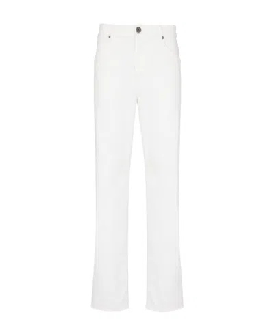Balmain Embroidered-logo Straight Jeans In White