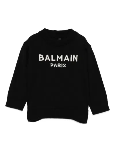 Balmain Babies' Logo-embroidered Sweater In Black