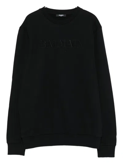 Balmain Kids' Logo-embroidered Sweatshirt In Black