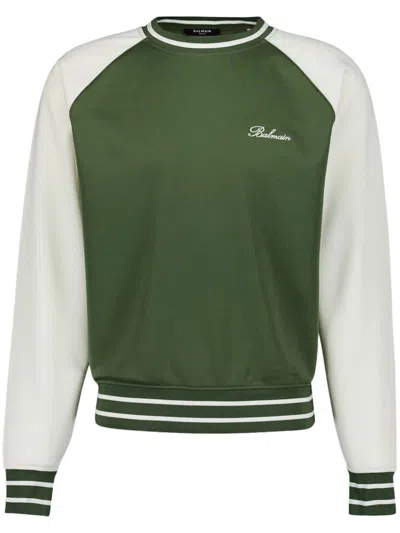 Balmain Logo-embroidered Sweatshirt In Green