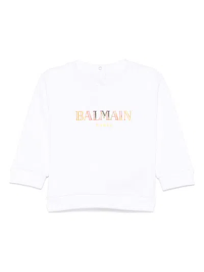 Balmain Babies' Logo-embroidered Sweatshirt In White