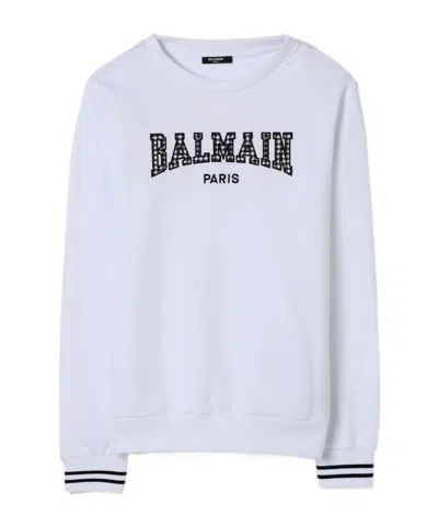 Balmain Logo-embroidered Sweatshirt In White