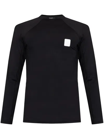 Balmain Logo-embroidered T-shirt In Black