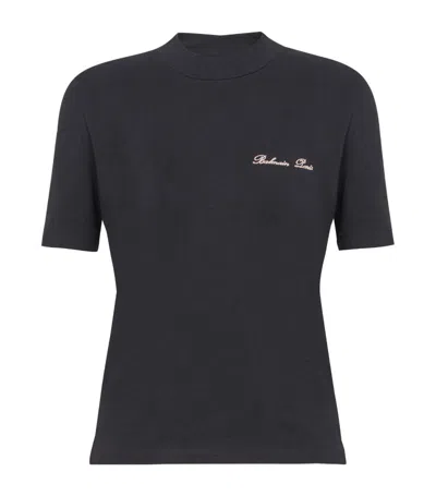 Balmain Signature Embroidery T-shirt Bulky Fit In Black