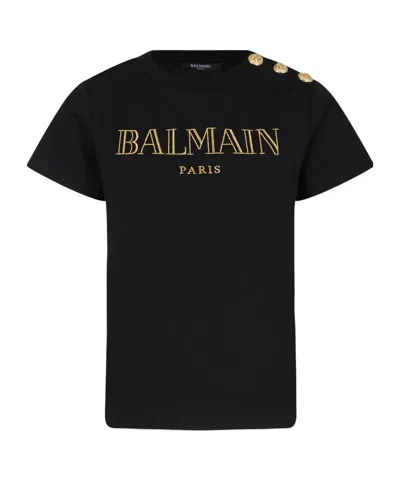 Balmain Logo-embroidered T-shirt In Black