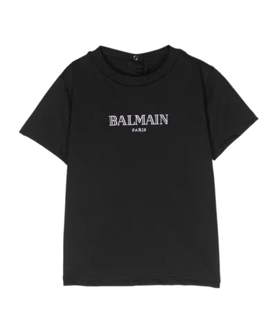 Balmain Logo-embroidered T-shirt In Black