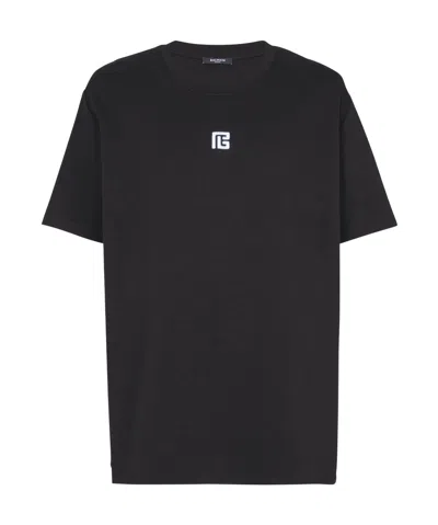 BALMAIN BALMAIN LOGO EMBROIDERED CREWNECK T-SHIRT