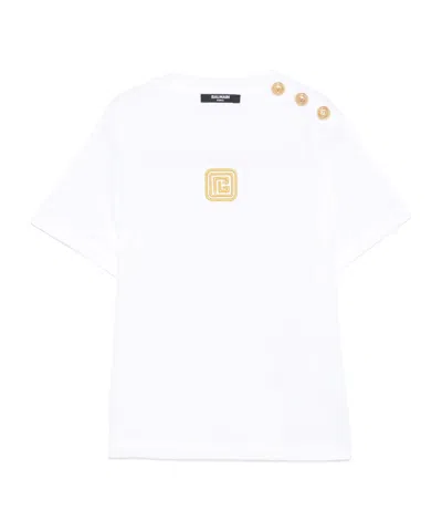 Balmain Logo-embroidered T-shirt In White